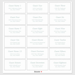 18 Guest Address Labels Sea Glass White Sticker