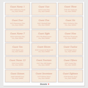 18 Guest Address Labels Terracotta Beige Sticker