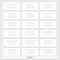18 Guest Address Labels White Dusty Blue Sticker