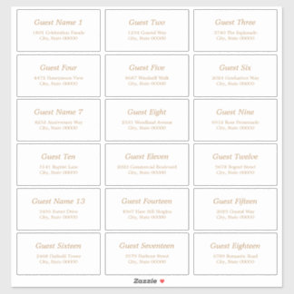 18 Guest Address Labels White Golden Beige Sticker