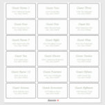 18 Guest Address Labels White Sage Green Sticker<br><div class="desc">Easy to personalise online before ordering, this sticker is designed with 18 individual labels on it. Each label features sage green text on a white background (or a clear background if you choose "Glossy Transparent" for the media rather than the "Matte White"). Each label on the 14" x 14" sticker...</div>