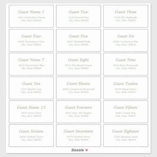 18 Guest Address Labels White Sage Green Sticker