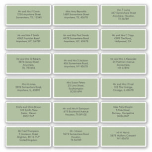 18 Individual Guest Names Addresses Sage Green