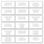 18 Individual Name Address Wedding Guest Italic<br><div class="desc">Please note if you find any of your addresses are a little lengthy (try and stick to 4 lines if possible), otherwise you can click the customise further option and use the scale down key, or change the font size to ensure the address fits within the boundaries of each contour...</div>