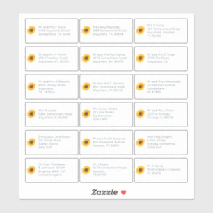 18 Individual Name Address Wedding Guest Sunflower