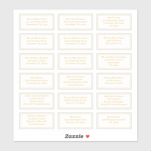 18 Individual Recipient Name Address Gold White (Sheet)
