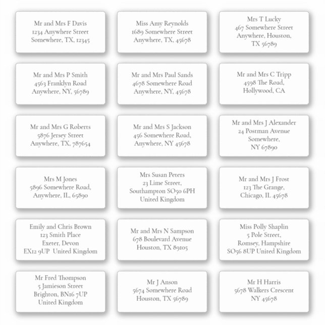 18 Individual Recipient Name Address Mail Serif (Front)