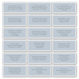 18 Individual Wedding Guest Names Addresses Blue