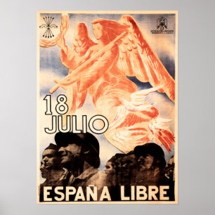 18 JULIO ESPANA LIBRE Spanish Civil War Propaganda Poster