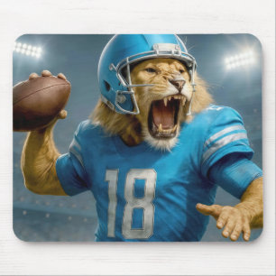 #18 Lion Football Player Mouse Mat