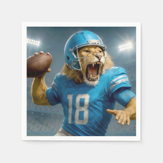 #18 Lion Football Player Napkin (Front)