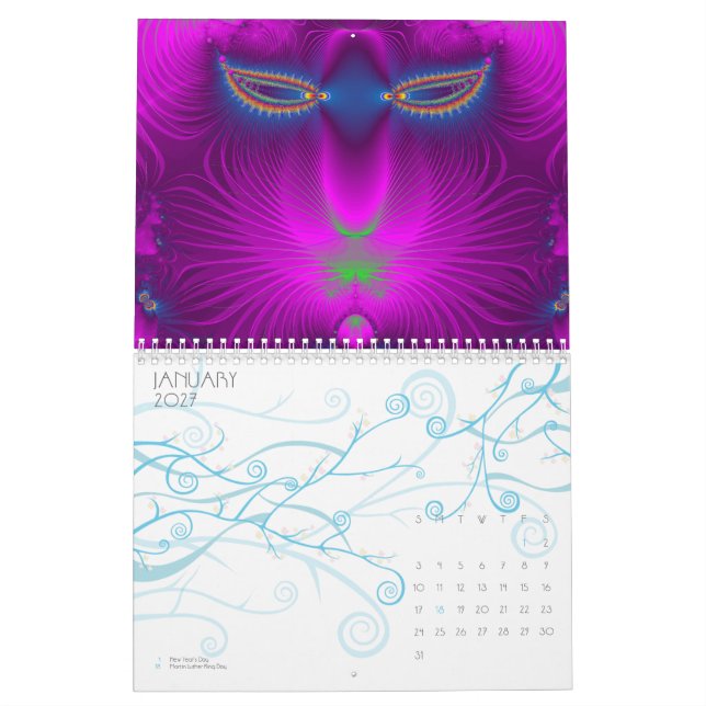 18 month fractal art calendar (Jan 2027)