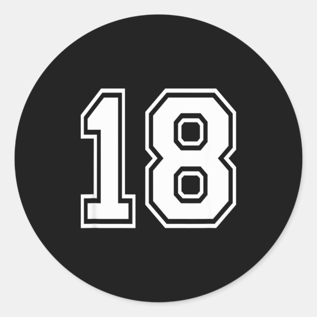 18 Number Eighteen Team Sports Graphic Matching Va Classic Round Sticker (Front)