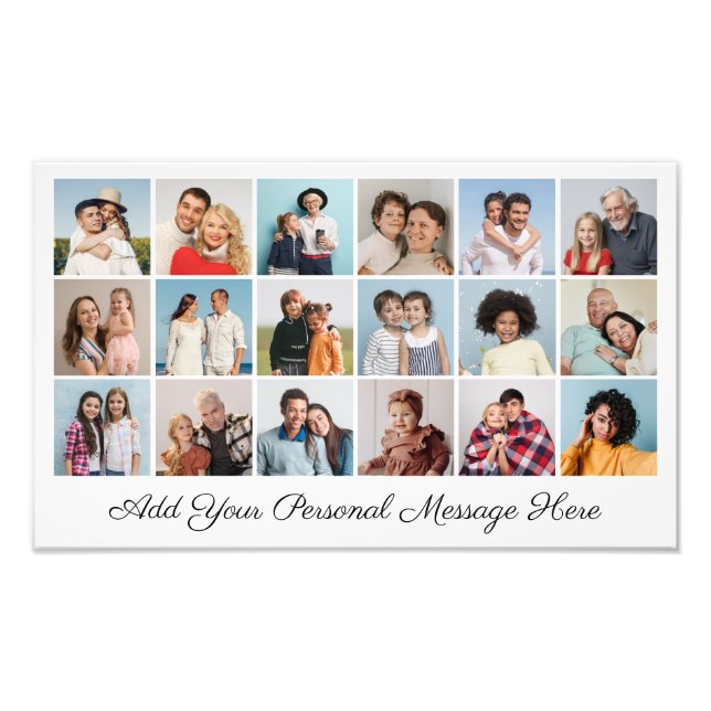 18 Photo Collage Add A Greeting Photo Enlargement (Front)