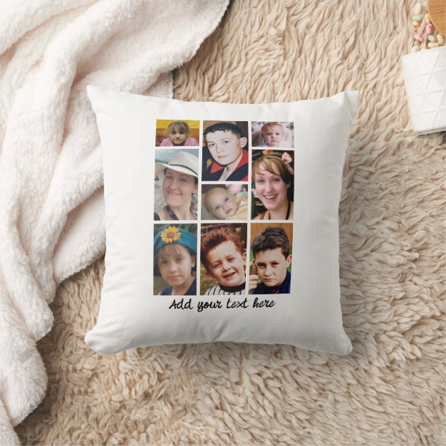 18 photo collage add text white cushion (Blanket)