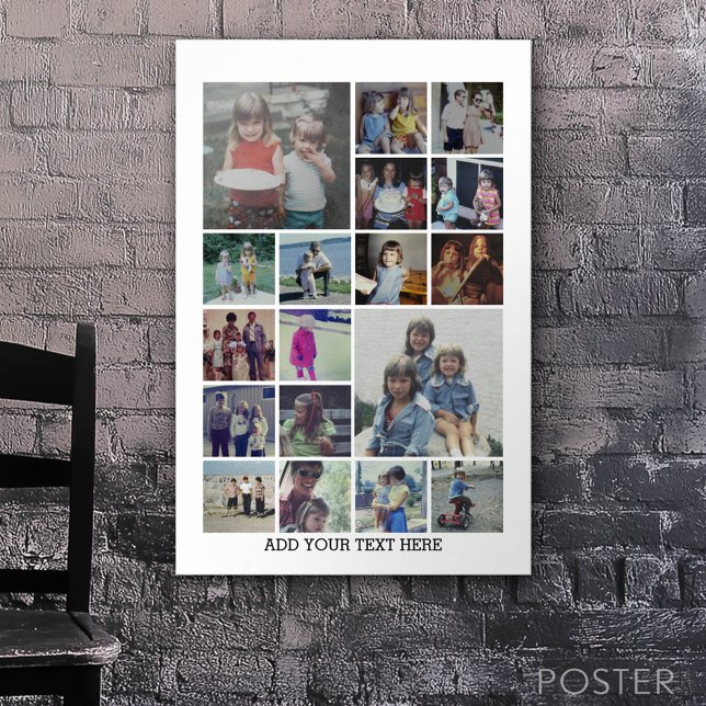 18 Photo Collage and Text - Can Edit Black Poster (Custom Poster)