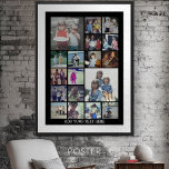 18 Photo Collage and Text - Can Edit Black Poster<br><div class="desc">A design with a basic black background. Use up to 18 square photos to create a unique and personal gift. If you need to adjust the pictures,  click on the customise tool to make changes.</div>