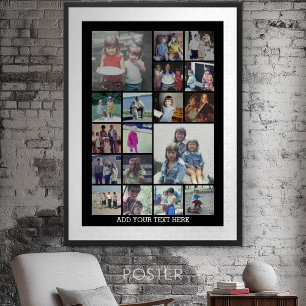 18 Photo Collage and Text - Can Edit Black Poster
