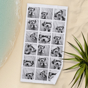 18 Photo Collage - CAN EDIT background colour Beach Towel