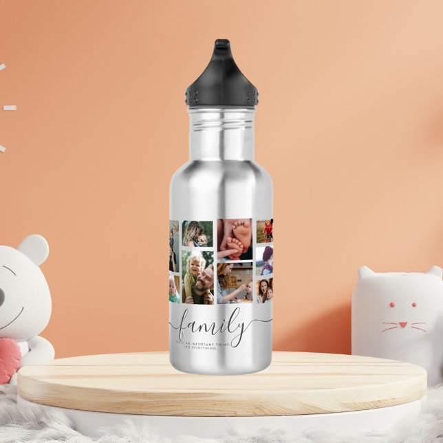 18 Photo Collage Cute Family Love Memory 532 Ml Water Bottle (Creator Uploaded)