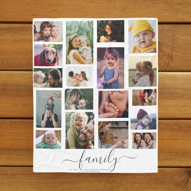 18 Photo Collage Cute Family Love Memory Fleece Blanket (Creator Uploaded)