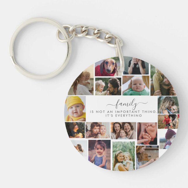 18 Photo Collage Cute Family Love Memory Key Ring (Front)