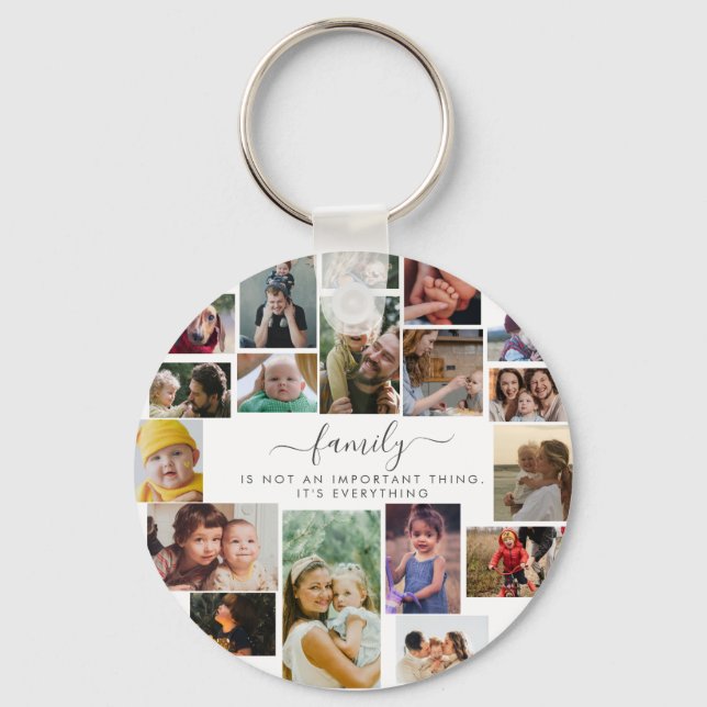 18 Photo Collage Cute Family Love Memory Key Ring (Front)