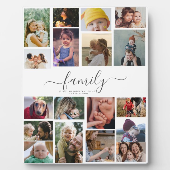 18 Photo Collage Cute Family Love Memory Plaque (Front)