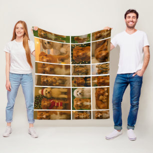18 Photo Collage Personalised Template Fleece Blanket