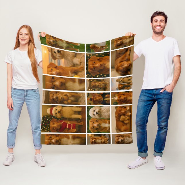 18 Photo Collage Personalised Template Fleece Blanket (In Situ)
