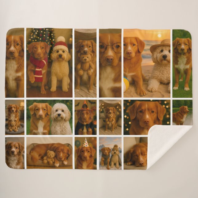 18 Photo Collage Personalised Template Sherpa Blanket (Front (Horizontal))