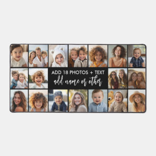 18 Photo Collage with Modern Text in Center Desk Mat