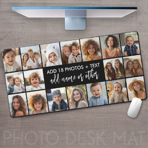 18 Photo Collage with Modern Text in Centre Desk Mat
