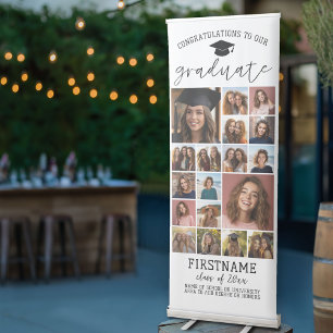 18 Photo - Graduation Modern Minimal White Retractable Banner