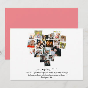 18 Photos Collage Heart Shape Happy Mother's Day Invitation