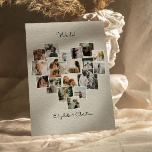 18 Photos Collage Heart Shape Wedding Invitation