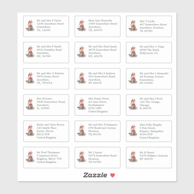 18 Recipient Name Address Reindeer Christmas (Sheet)