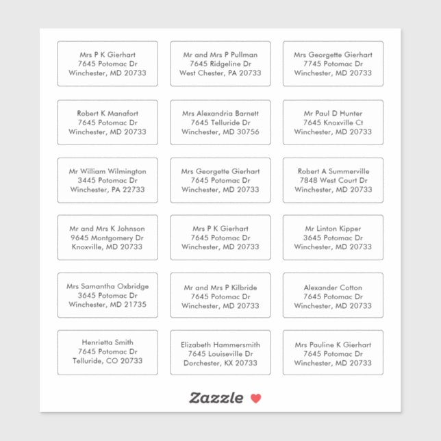 18 Recipient Name Wedding Guests Addresses (Sheet)