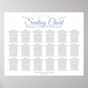18 Table Blue & White Simple Wedding Seating Chart