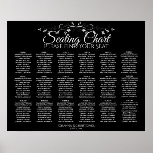 18 Table Elegant Black Wedding Seating Chart