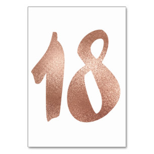 18 Table Number White Metallic Pink Rose Gold Table Number