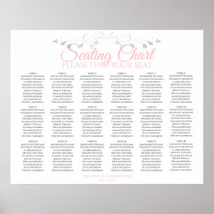 18 Table Pink & Gray Wedding Seating Chart