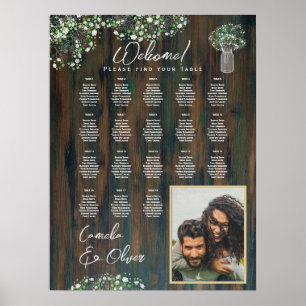 18 Table Rustic Wood Gypsophila PHOTO SEATING Foam Poster