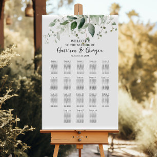 18 tables greenery elegant wedding seating chart