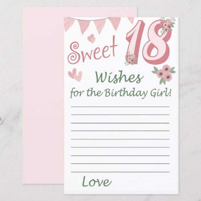 18 th birthday Wishes for the birthday girl (Front/Back)