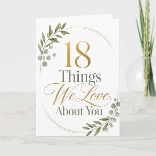 18 Things We Love About You 18th Birthday Gift Card