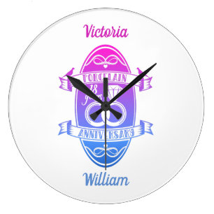 18 traditional Porcelain 18th wedding anniversary Large Clock