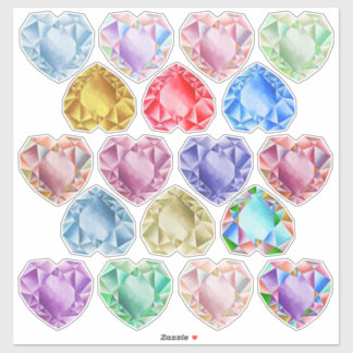    18 Watercolor Heart Gemstones Cute Colourful Fu