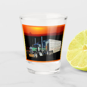 18 Wheeler Cattle Truck in Sunset Shot Glass
