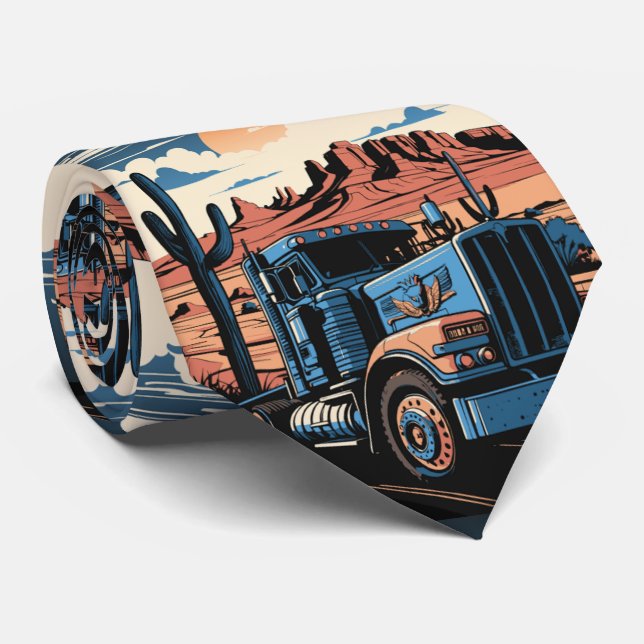 18 Wheeler Simi Tractor Trailer Truck Tie (Rolled)